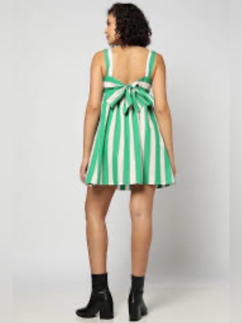 Gap green white striped poplin tie-back feminine coquette bow detail dress NWT S - Picture 4 of 11